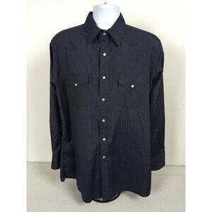 White Horse Mens Western Shirt Size L Long Sleeve Purple Black Striped Pearl Sna